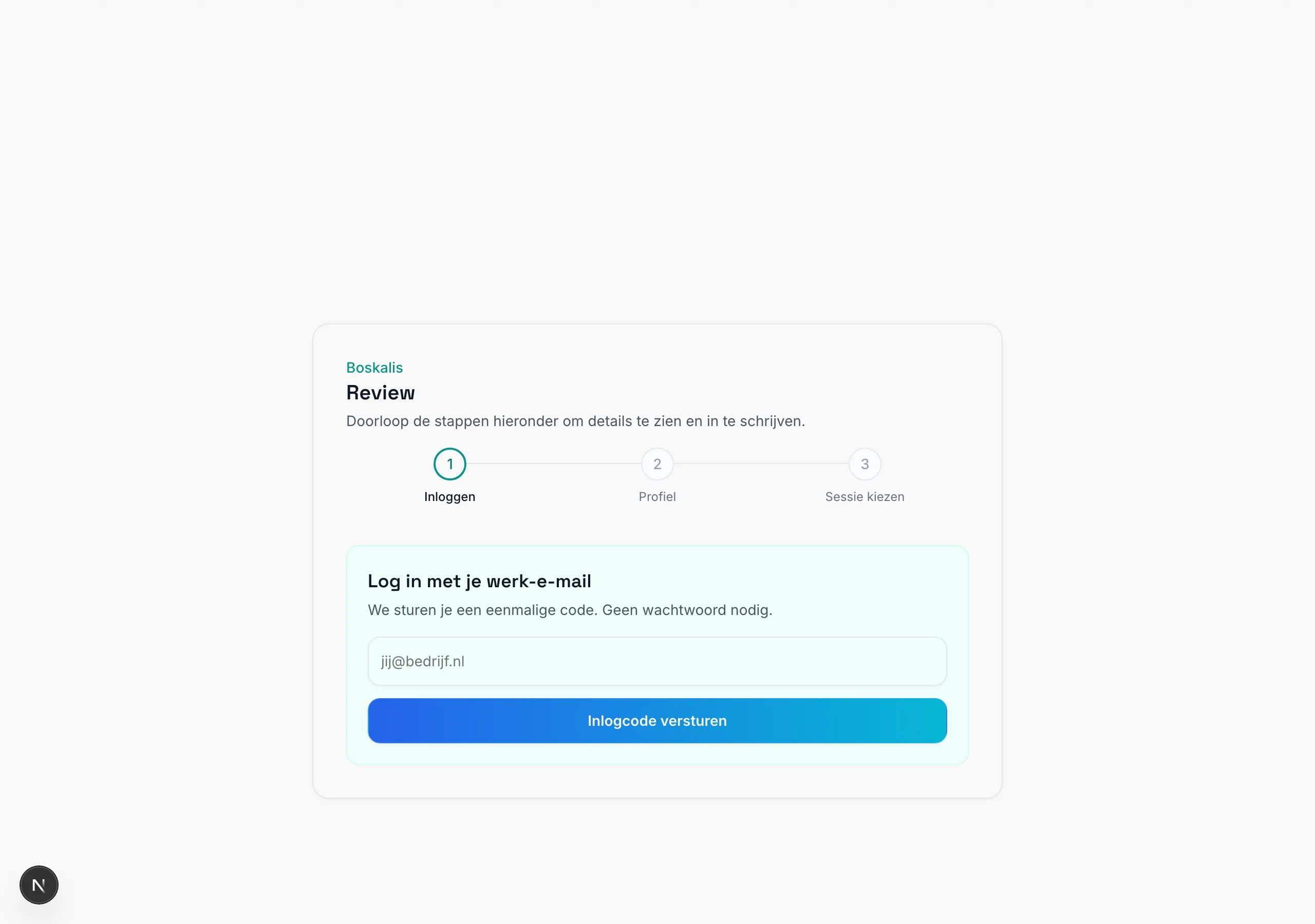 Sessiedetail binnen een uitnodiging; na inloggen kun je details zien en inschrijven